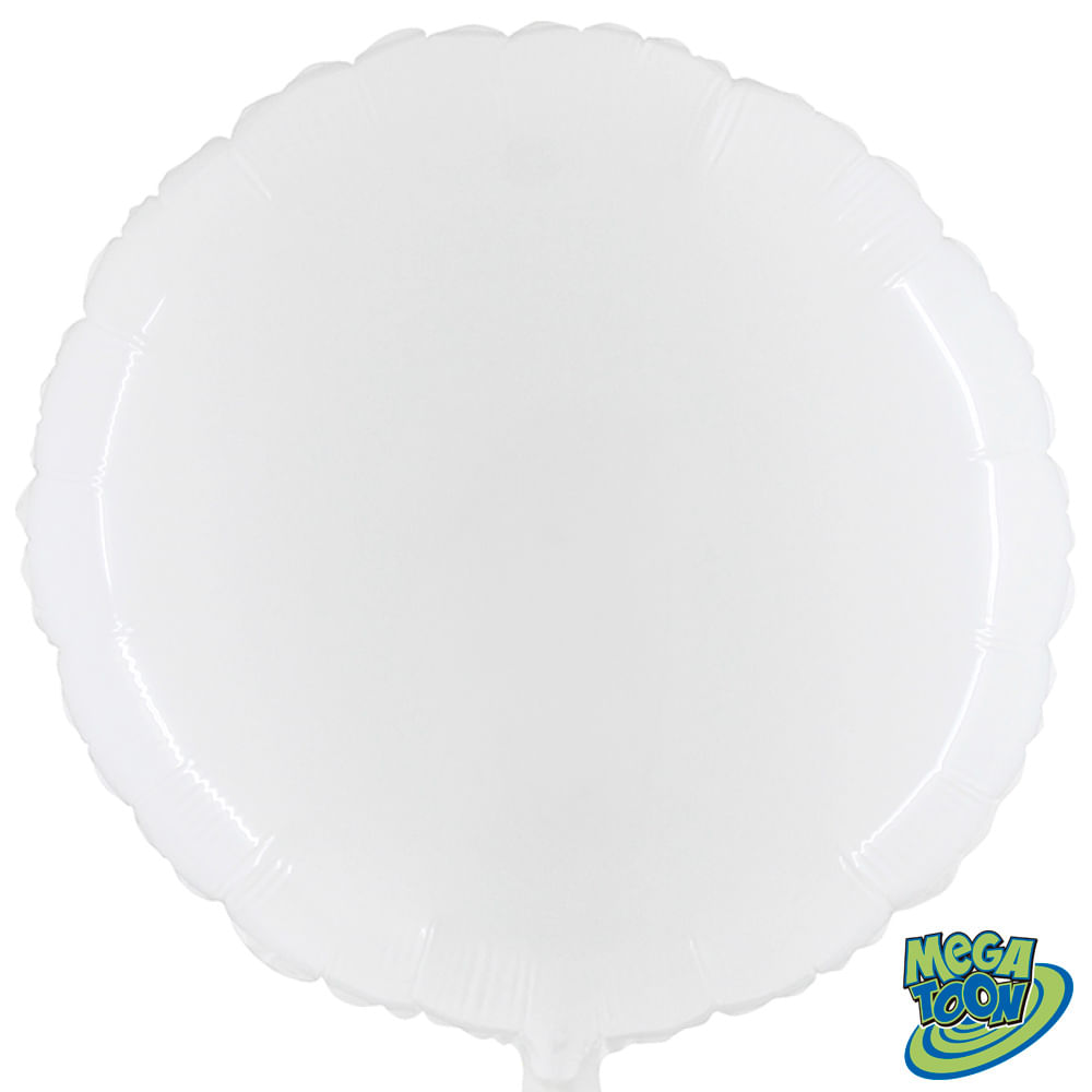 Balao Metalizado Redondo Branco Nuvem Megacolor Grabo Megatoon