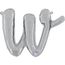 balao-metalizado-em-formato-de-letra-w-cursiva-prata-grabo-34723S-Letter-W-Script-Silver